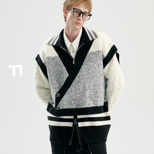 TIWILLTANG启世录“月宴纸境”假两件拉链毛衫 商品图0