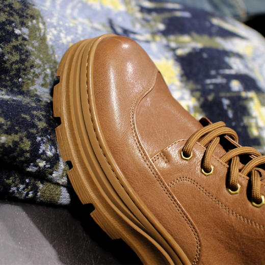 DRONKOO 2025 系带鞋头弧形内侧拉链马皮中帮真皮休闲鞋 商品图4