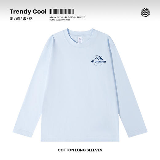 【69元2件】重磅230g纯棉长袖 休闲宽松印花字T恤 商品图0