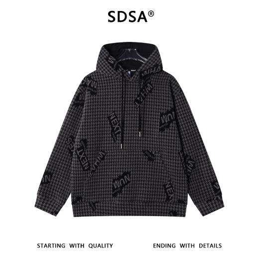 WY1298SDSA男士秋冬新款痞帅男装简约时尚撞色绒毛字母抽绳连帽卫衣百搭 商品图1