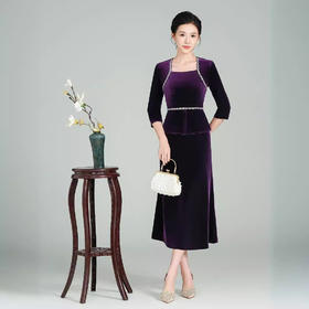 GY 3410旗袍婚礼礼服新中式喜妈妈连衣裙