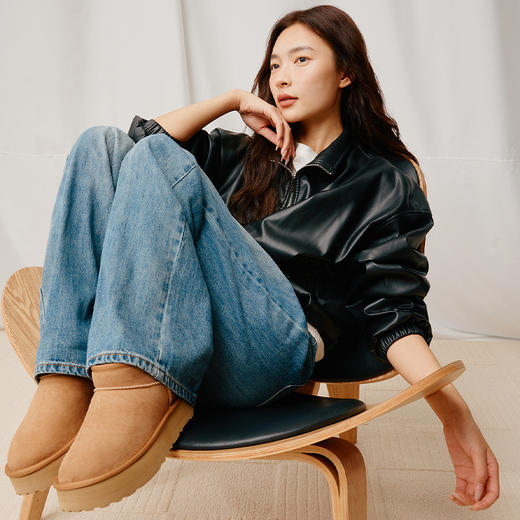 【梅花出品】帕奢利休闲经典羊毛皮一体雪地靴厚底HZ009HDP 商品图0