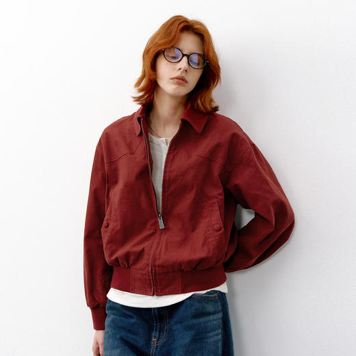 714street美式复古MA1飞行夹克女款2026春季水洗收腰廓形短款外套 商品图0