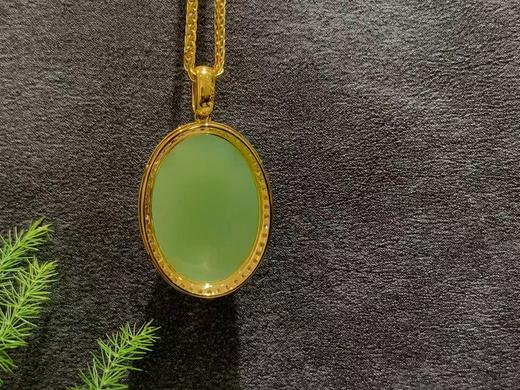 【御珠宫坊】新疆黑羊洞金镶碧玉吊坠 商品图8