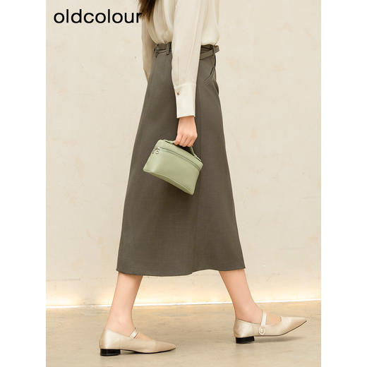 oldcolour欧珂商场同款纯色直筒开衩半身长裙女Q130606A1 商品图2