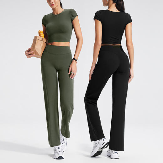跃牌【颜值有理】系列 瑜伽服运动上衣女正肩紧身纯色健身短款露脐休闲短袖T恤B-XL38+YK1339 商品图1