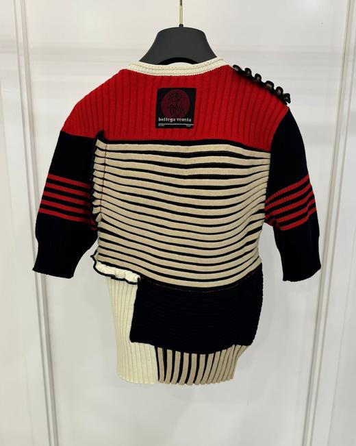 女款拼色条纹短袖针织衫zh005 商品图1