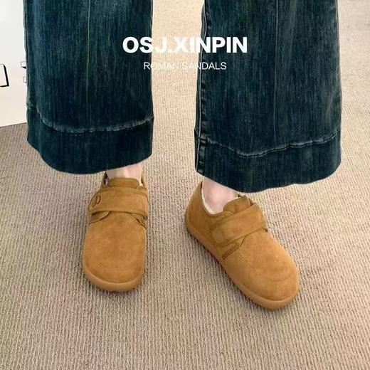 【防滑简约百搭❗️柔软轻盈舒适】博肯鞋秋冬季新款软底鞋子新款时尚魔术贴棉鞋豆豆一脚蹬女鞋。ja 商品图3