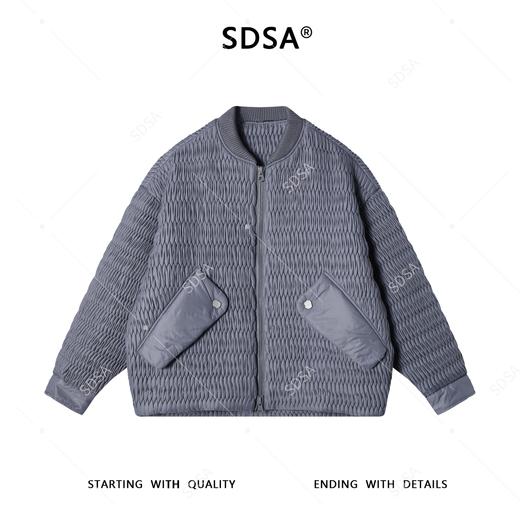 23886SDSA秋冬新款痞帅男装潮牌纯色肌理感设计拉链棒球领鹅绒服百搭 商品图1