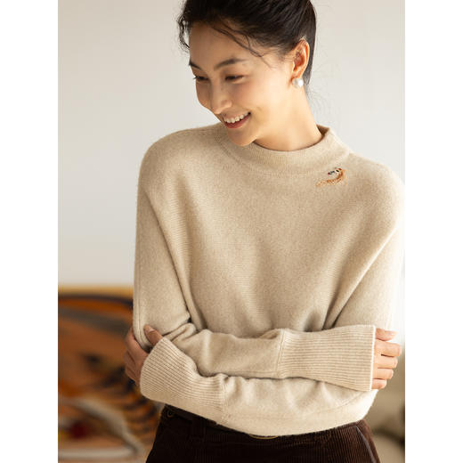 牧衣游原创 进口UPW牦牛绒毛织混纺套头衫手工刺绣软糯轻盈 元森 商品图1