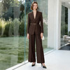IWY/红棕色商务风女士西装套装秋冬修身收腰阔腿裤两件套职业装工作服WC333+WP333 商品缩略图1