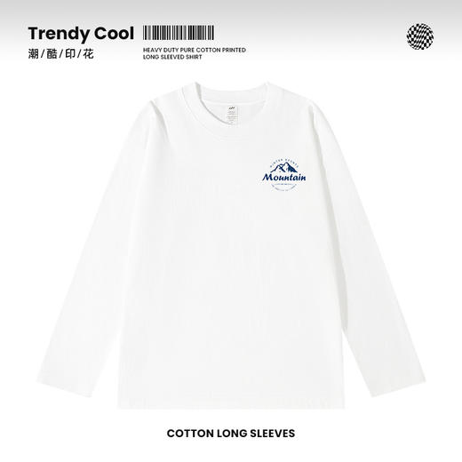 【69元2件】重磅230g纯棉长袖 休闲宽松印花字T恤 商品图2