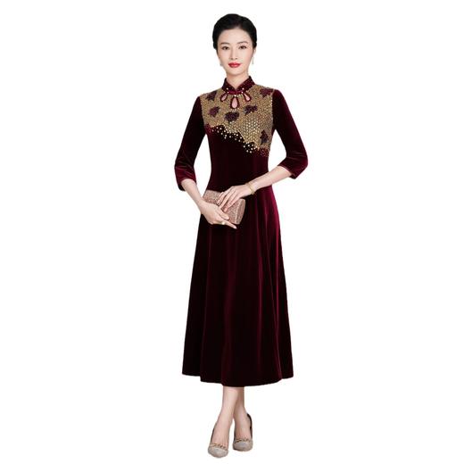 GY 3411旗袍连衣裙新中式大码礼服 商品图4