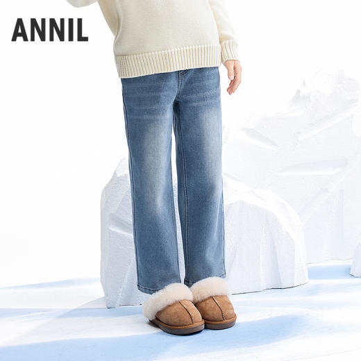 【实体店同款】女童全腰牛仔长裤冬季新款安奈儿童装AG546084 商品图0