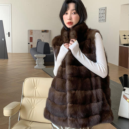 丁摩 仿紫貂新款气质马甲中长款外套33669 商品图1