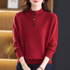 FCY 92175厚毛衣半高领半系扣打底衫保暖款针织衫上衣 商品缩略图0