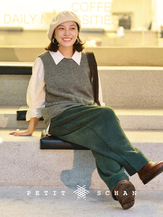 PETIT SCHAN小闪 CLO#957 Green Haze 绿霭 羊毛牦牛绒混纺圈圈纱背心 商品图2