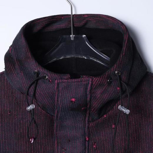 38553SDSA秋冬新款痞帅男装韩版拉链立领双色针织连帽卫衣下摆松紧百搭 商品图2