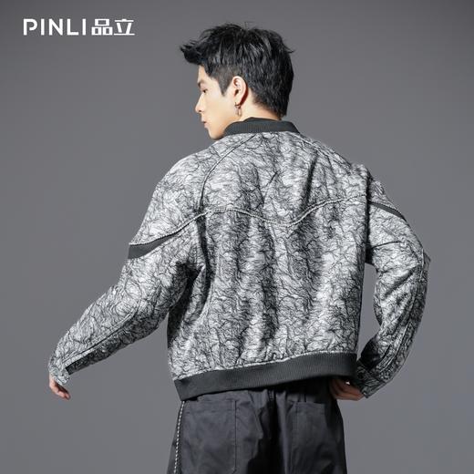 PINLI品立2025冬季新款男士棒球领贴布烫钻棉衣棉服夹克外套潮牌B253105016 商品图2