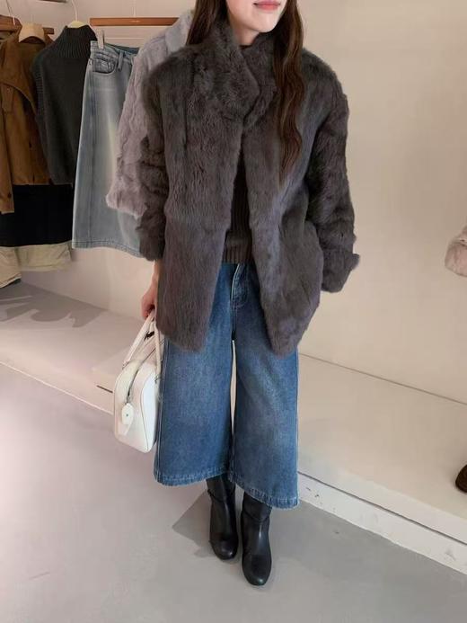 真皮草！兔毛皮真毛外套秋冬大衣-喜出 商品图1