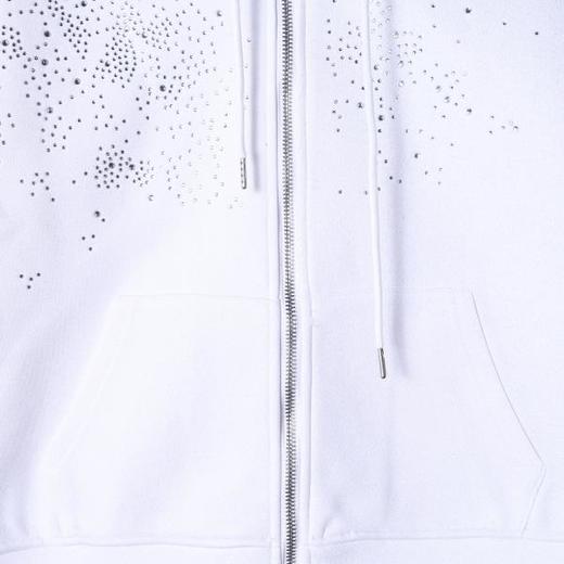 25157SDSA秋冬新款痞帅男装韩版简约纯色烫钻抽绳拉链连帽卫衣百搭时尚 商品图3