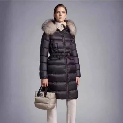 丁摩 M+2025冬新款欧货狐狸大毛领中长款羽绒服女收腰过膝加厚大牌外套5ZF-M003 商品图3
