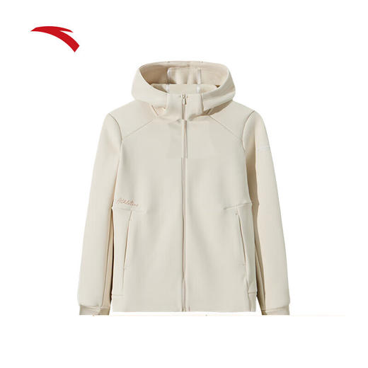 安踏（ANTA）连帽针织运动外套 女冬季新款加绒保暖开衫运动上衣162447717N 白茶色-3 商品图0