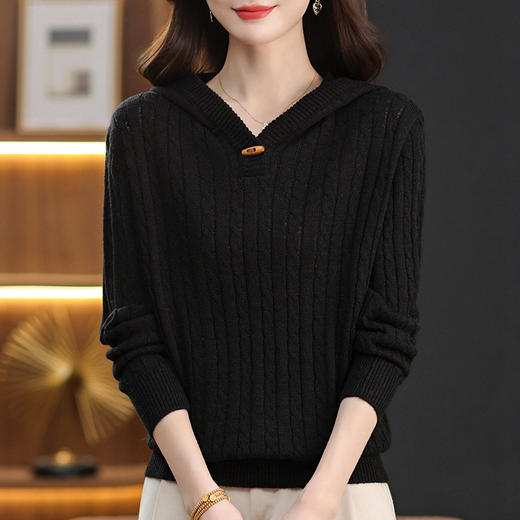 FCY  92173麻花毛衣连帽复古慵懒宽松软糯针织衫 商品图2