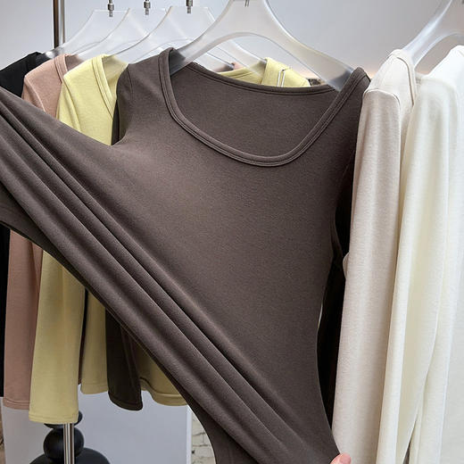 官网399！蕉家复古方领暖绒加厚绵羊毛打底衫修身显瘦可外穿保暖内搭上衣女 商品图5