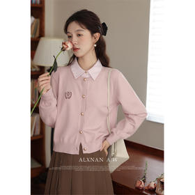 鹿向南「艺术生女孩」粉色开衫上衣2025秋冬新款气质休闲长袖毛衣