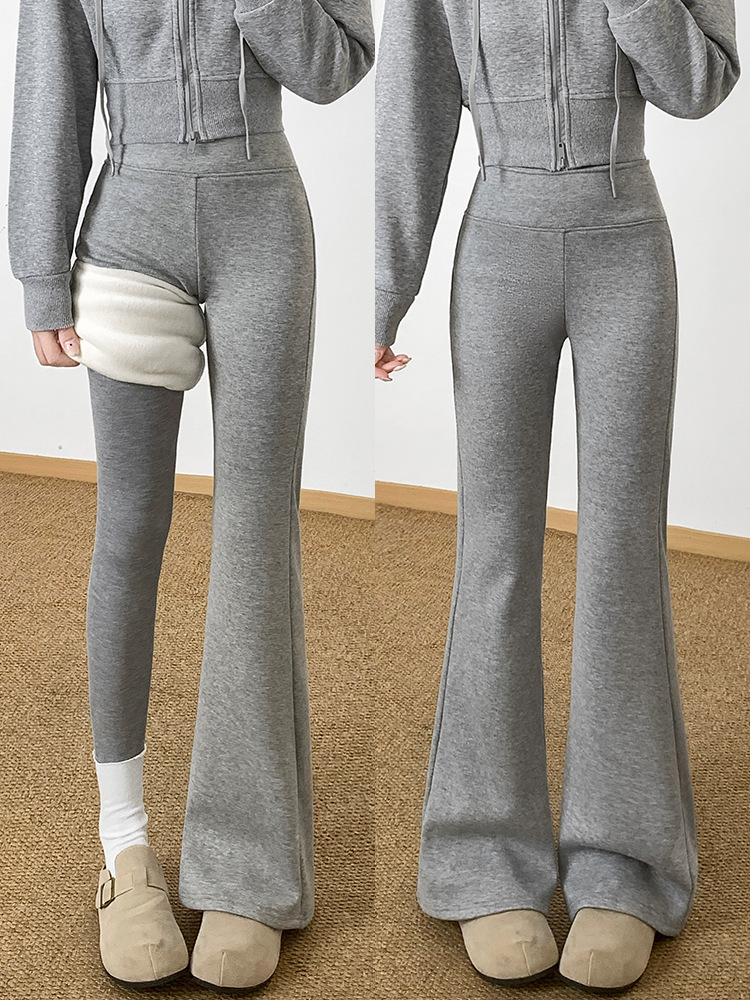 现货【YW】无忧购美式加绒喇叭裤女高腰垂感显瘦休闲瑜伽运动裤 H-1929/H-2032（截单后3-5天发货）