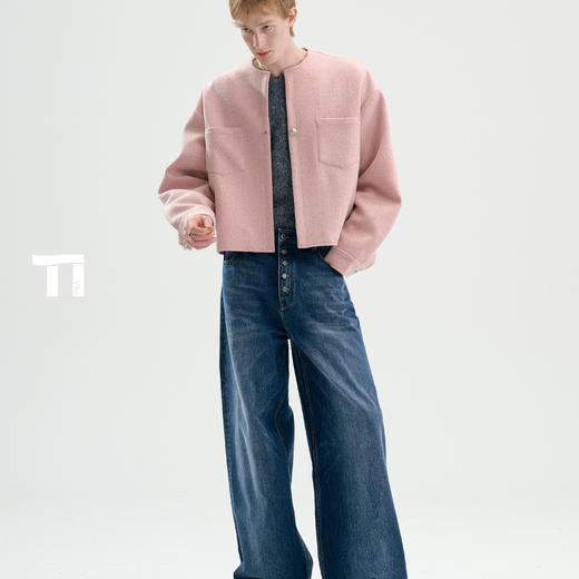 启世录TIWILLTANG“晕染界域”排扣牛仔裤 商品图1