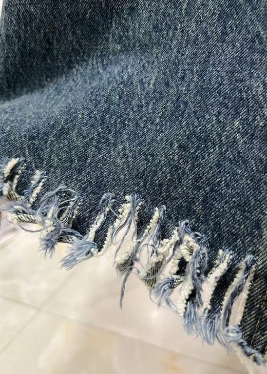 超值特卖-【半裙】复古做旧2133流苏100%棉前开叉牛仔半身裙-喜出 商品图2