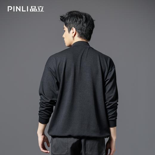 PINLI品立2025秋季新款宽松立领套头纯色卫衣可收缩下摆上衣男潮B253109097 商品图2