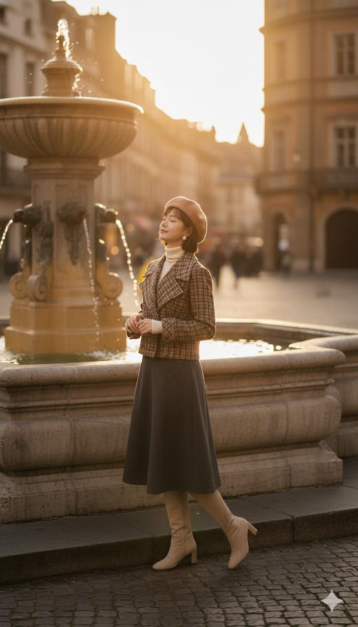 DG复古格调大翻领双排扣短外套 商品图4