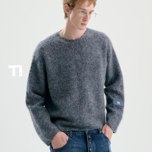 TIWILLTANG启世录“柔愈雾霭”套头皮标毛衫 商品图1