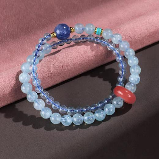 【敦煌双圈水晶跑环手串】敦煌福泽南红玛瑙双圈手串女 天然紫水晶好运珠海蓝宝冰飘南红叠戴手链新中式国潮礼物 商品图9