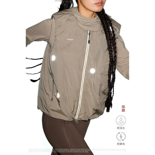 CryingCenter U领皱褶反光波点石墨烯棉服马甲 男女款 哭喊中心 商品图1