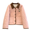 丁摩 美式复古小熊刺绣撞色包边棉服女冬季时尚菱格宽松加厚翻领外套5ZF-11108 商品缩略图4
