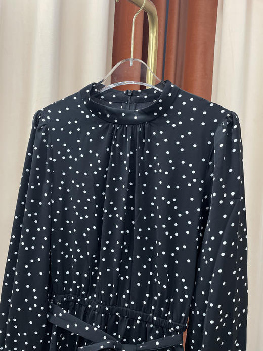 「断码清仓」复古波点立领收腰不规则长裙 L码 ZFYY055 商品图1