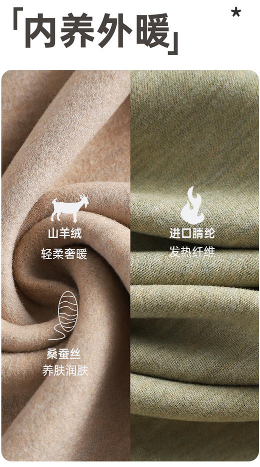 羊绒德绒蚕丝三重护暖加厚内衣 无痕轻暖修身女套服 商品图7