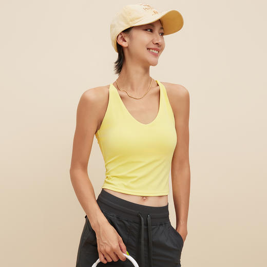 跃牌【颜值有理】系列 交叉美背运动瑜伽背心V腰抽褶健身长裤运动训练跑步瑜伽套装YB1253+YK1221 商品图1