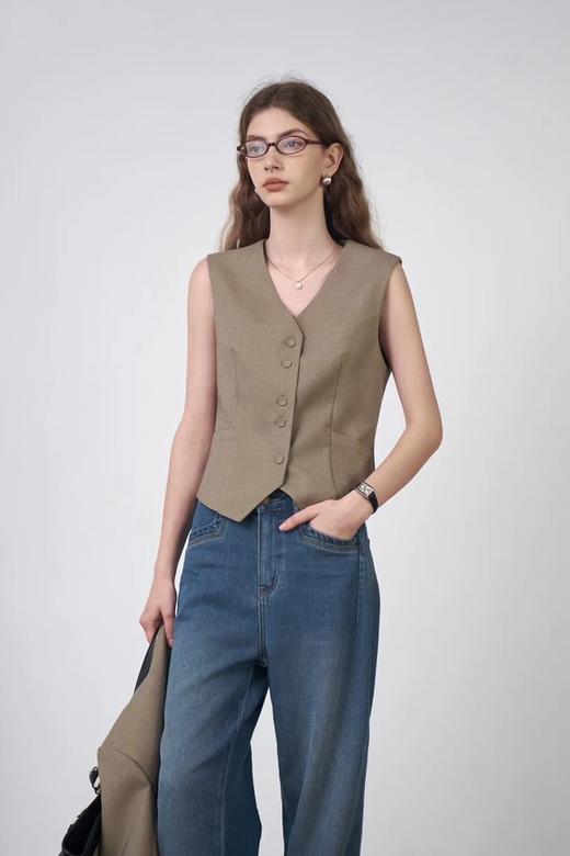 LNNNS 卡其色V领马甲外套 20811 商品图0