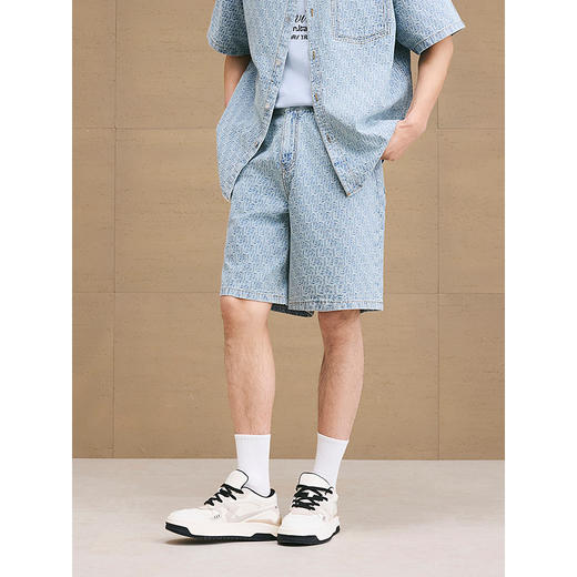 GXG男装 提花设计牛仔短裤通勤水洗短裤男休闲短裤 2025夏季热卖款 商品图4