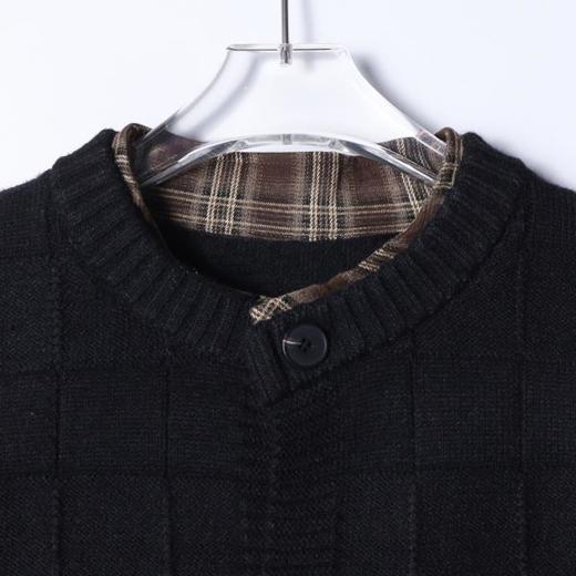 26526SDSA男士秋冬新款痞帅男装轻奢简约拼接格子假两件毛衣百搭时尚 商品图2
