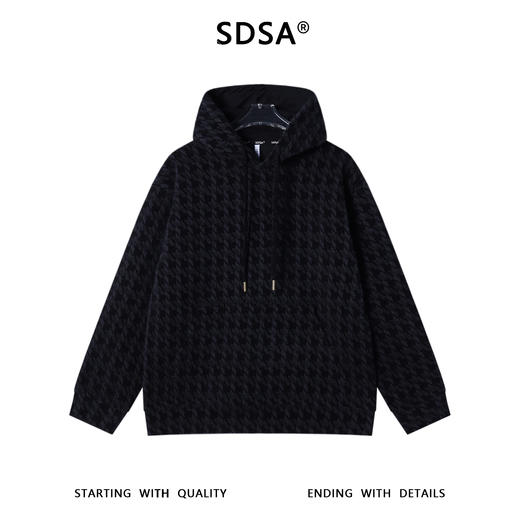 WY1322SDSA男士秋冬新款痞帅男装潮牌绒毛撞色格子抽绳连帽卫衣百搭时尚 商品图1