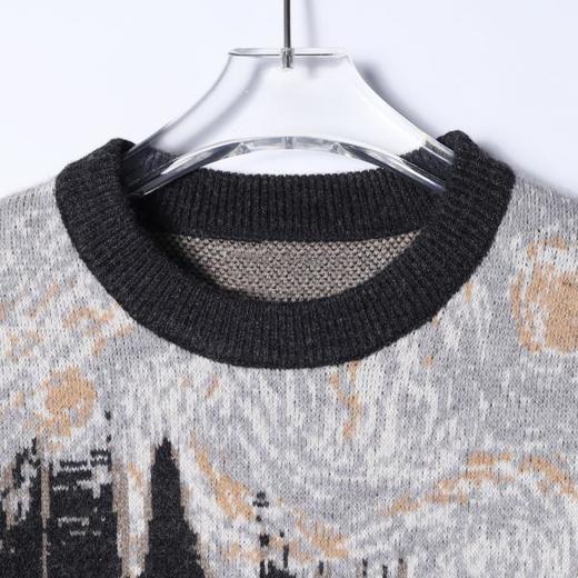 88113SDSA男士秋冬新款痞帅男装潮牌国风撞色圆领毛衣慵懒风百搭针织衫 商品图2