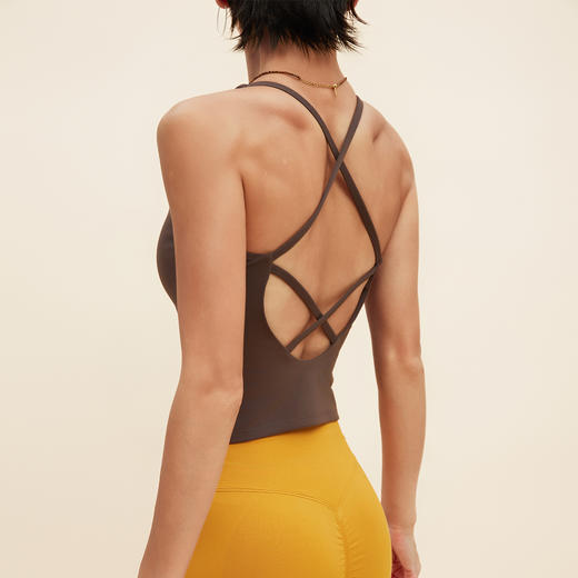 跃牌【颜值有理】系列 交叉美背运动瑜伽背心V腰抽褶健身长裤运动训练跑步瑜伽套装YB1253+YK1221 商品图2