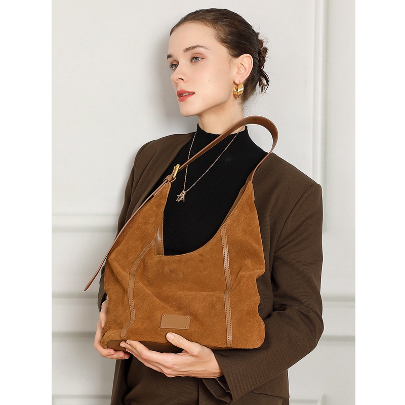 时尚磨砂牛皮单肩腋下包大容量斜挎包