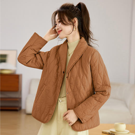 丁摩 短款轻薄棉衣外套女秋冬新款菱格休闲百搭夹棉上衣棉服夹克5ZF-82568 商品图3